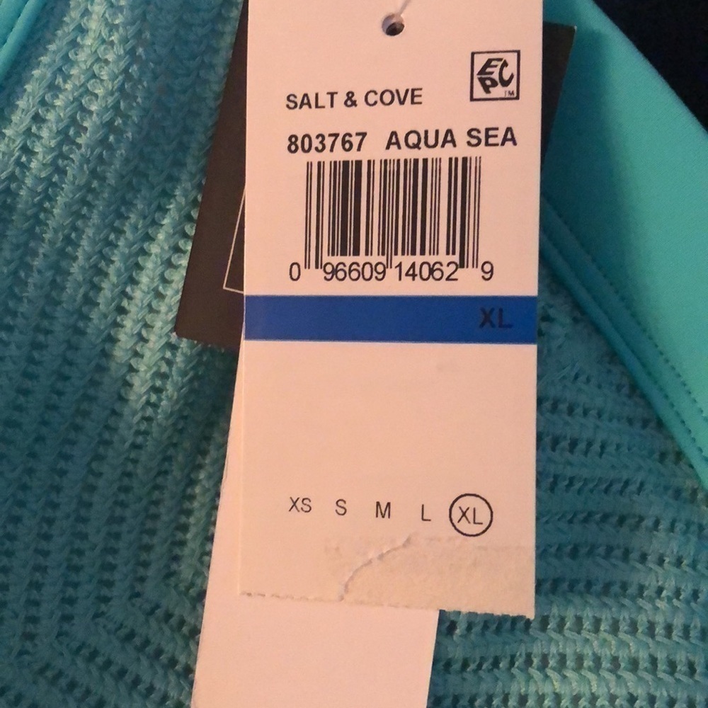 Salt + Cove Crochet X-Back Triangle Bikini Top Aqua Sea XL XLarge NWT - Picture 3 of 3
